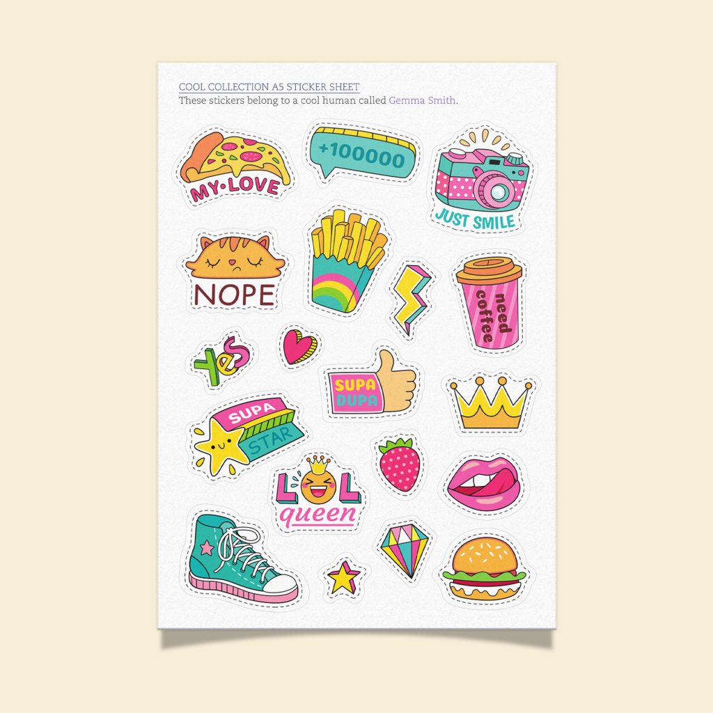 A5 sticker sheet – cool collection 1 (4 Pack) | PRINT N DELIVER